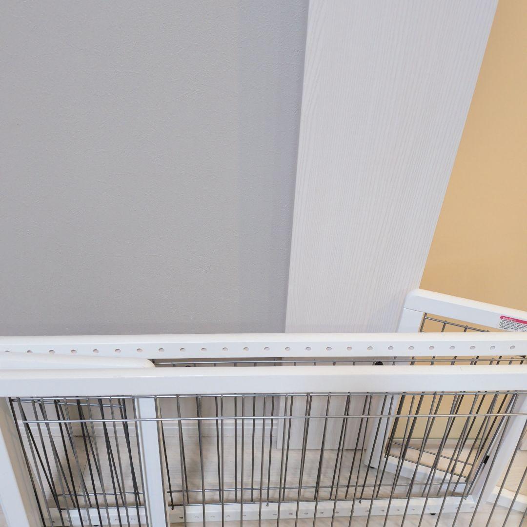 ペット用 木製おくだけゲート ホワイト　ワイド