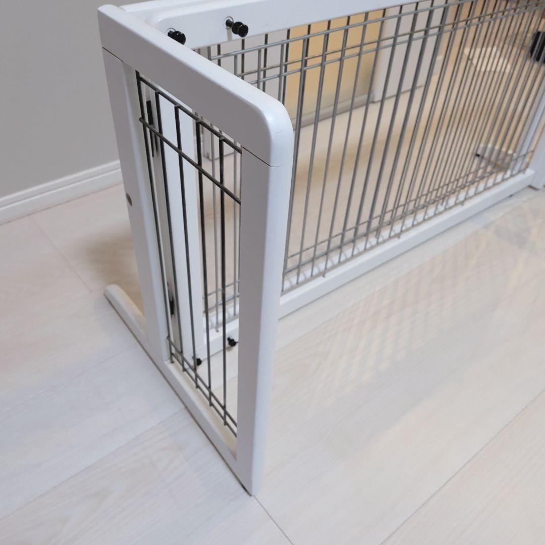 ペット用 木製おくだけゲート ホワイト　ワイド