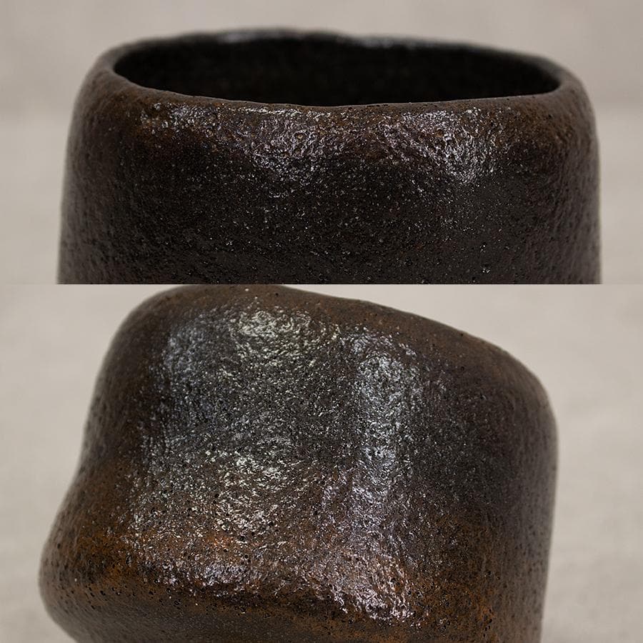 三代 佐々木昭楽 長次郎禿写し 黒楽茶碗 共箱 茶道具 抹茶茶碗