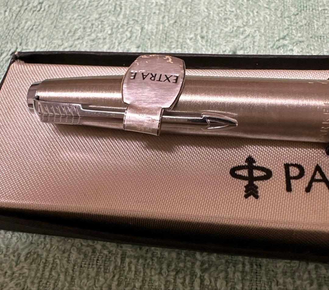 Parker Extra F パーカー　21 万年筆 シルバー・ブラック ⑩