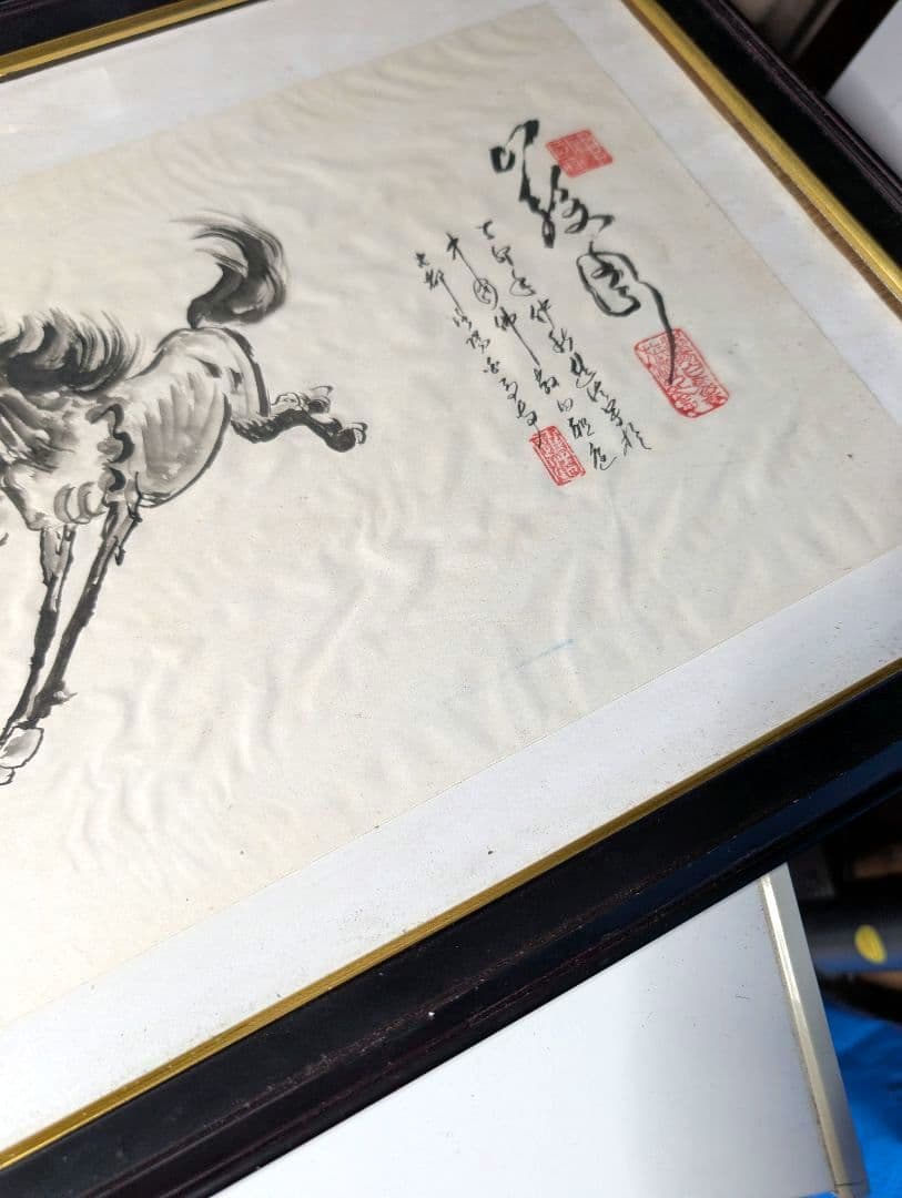 中国骨董　水墨画　中国の馬の絹の絵馬の芸術の絵絹の芸術の絵8頭の馬の絵　徐悲鴻