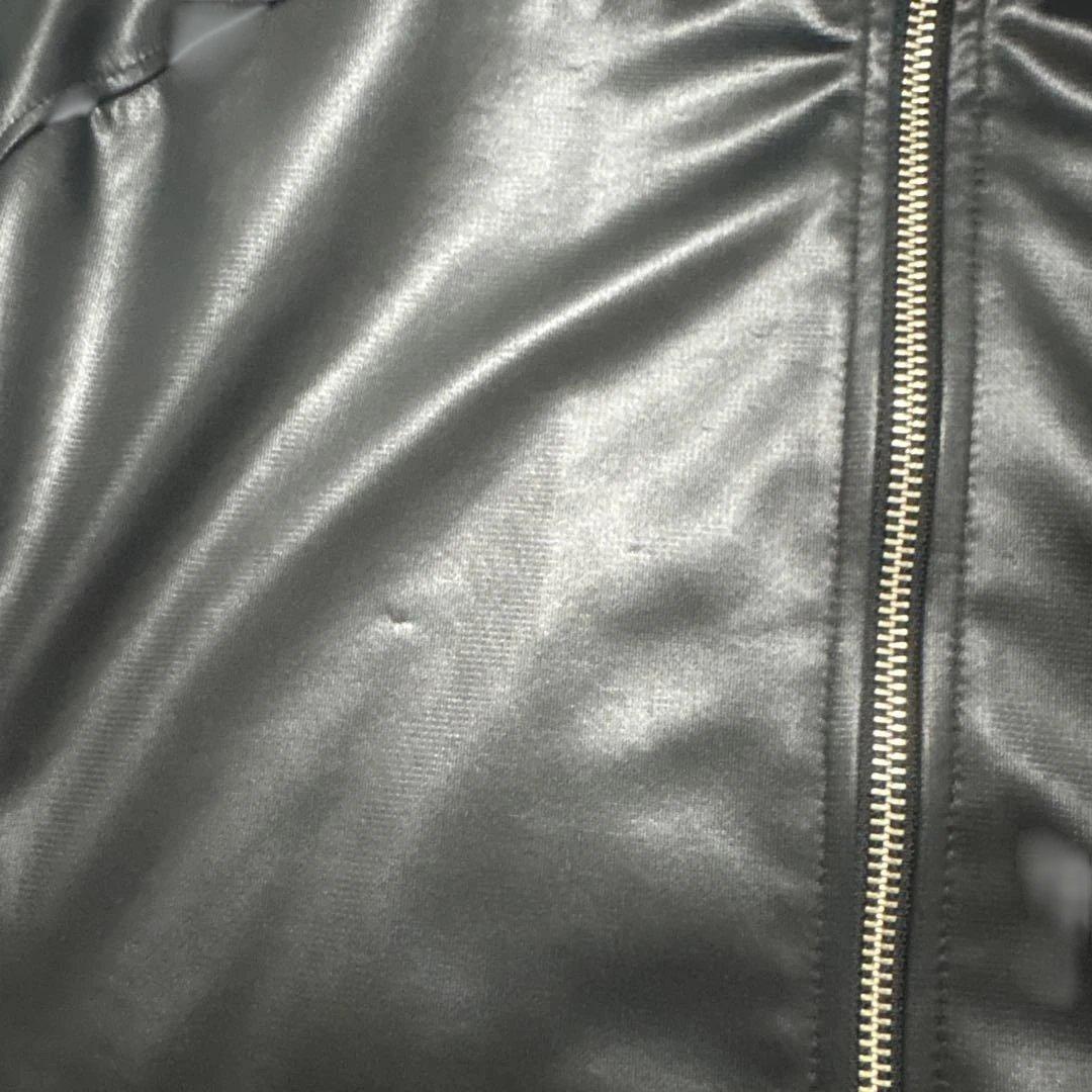 TIti⭐︎アディダス 希少★セットアップ シルバー三本ライン レザー風　M