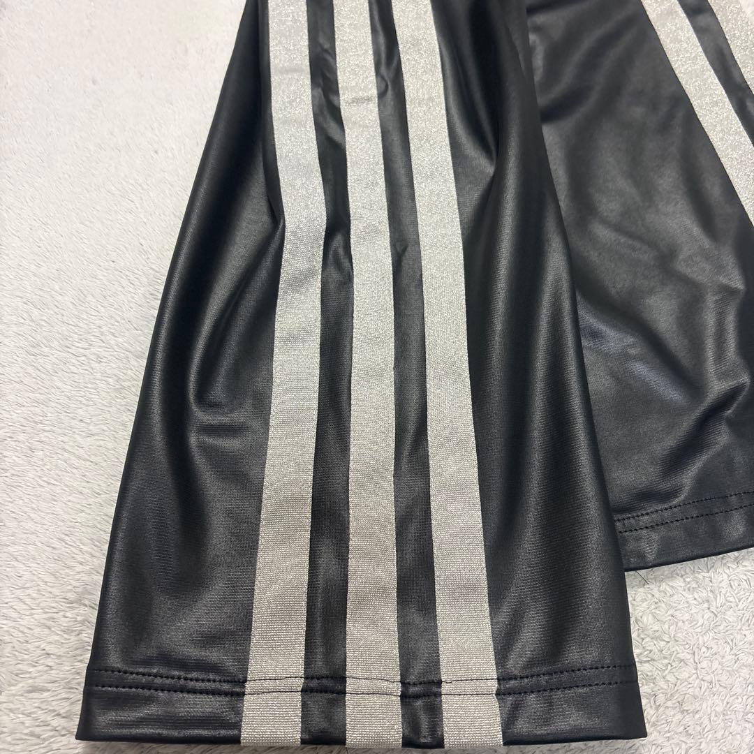 TIti⭐︎アディダス 希少★セットアップ シルバー三本ライン レザー風　M