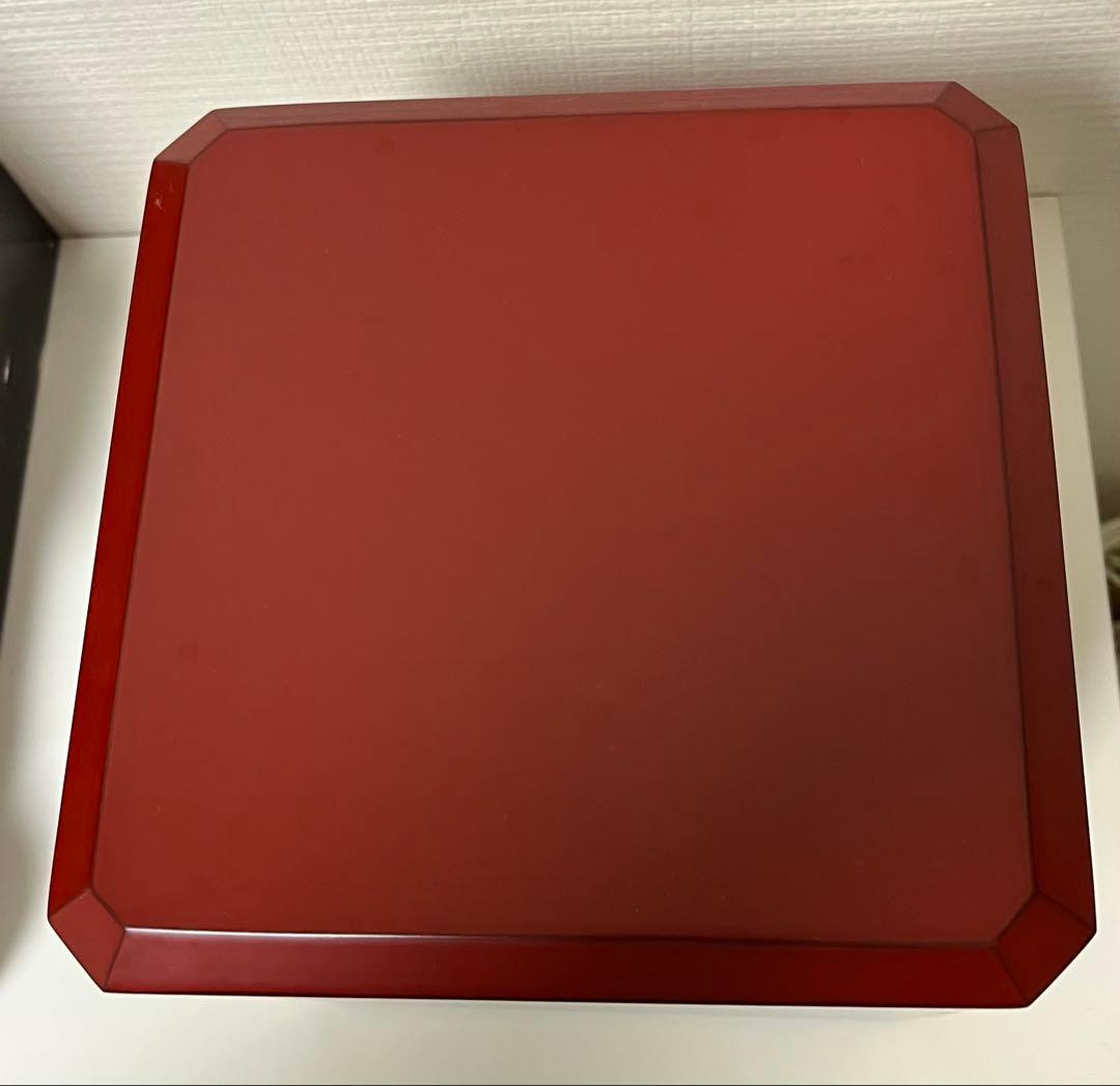 相田啓介　隅切重　本漆塗　会津塗　朱　うるし　お重箱 重箱 三段重 漆器