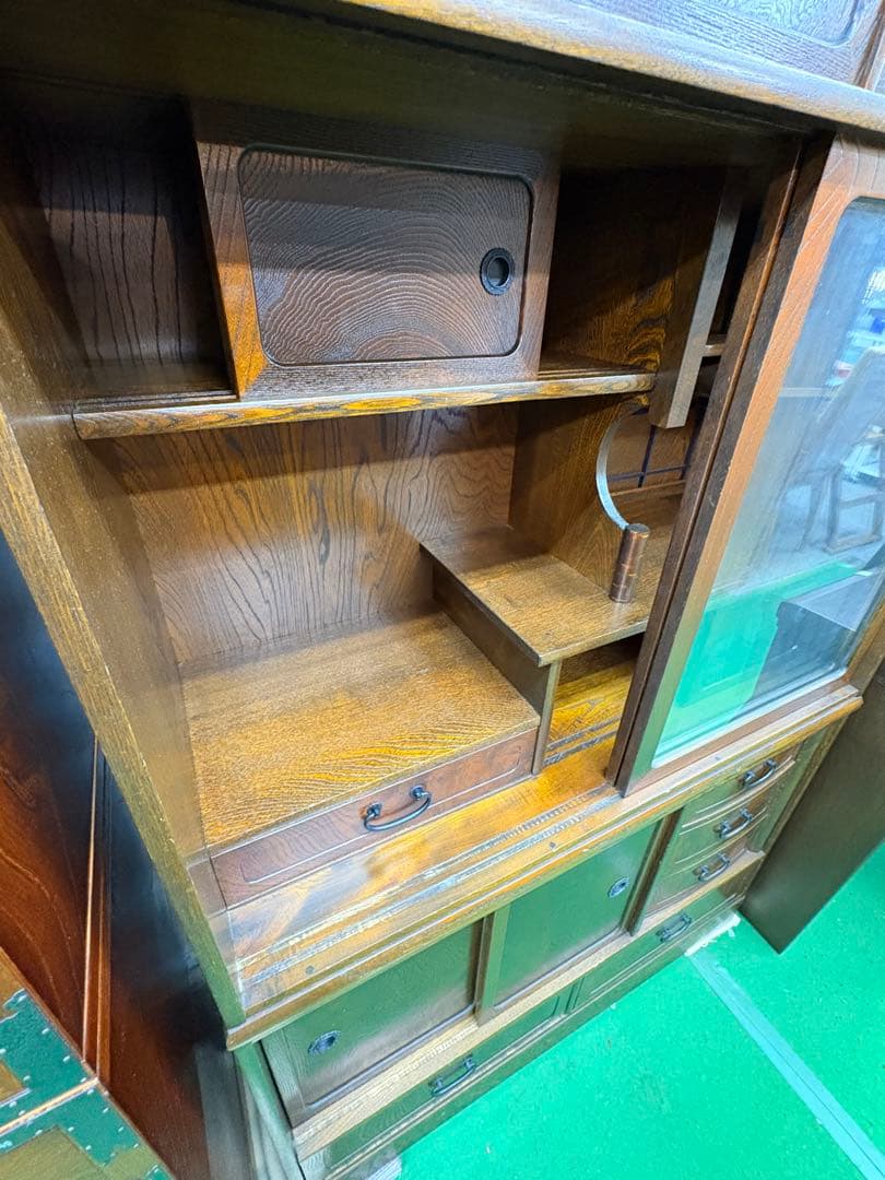 高級　欅（ケヤキ）　茶箪笥　和家具　飾り棚　違い棚　美品　飾り棚　昭和レトロ