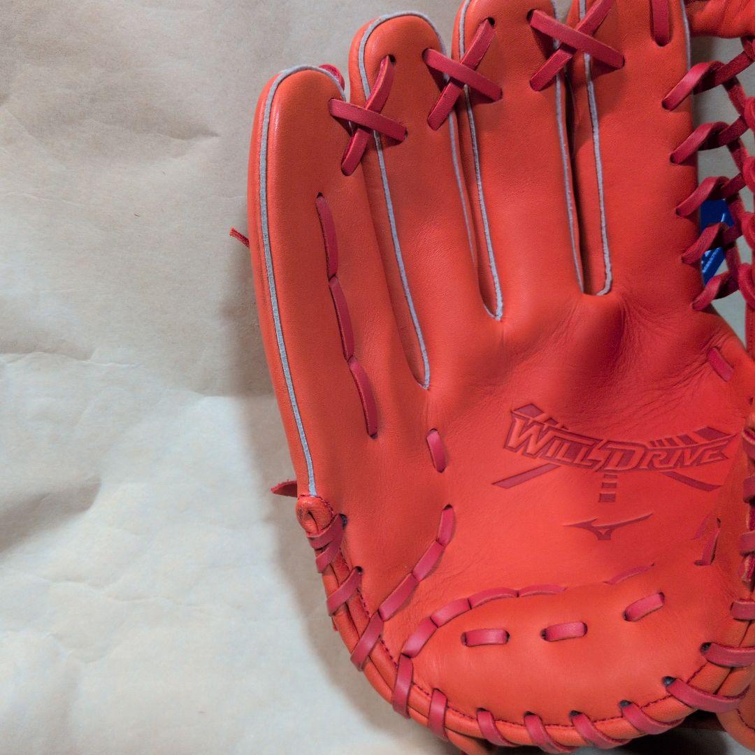 ミズノ:左投げ用:軟式用グラブ:外野手用:サイズ14:オレンジ