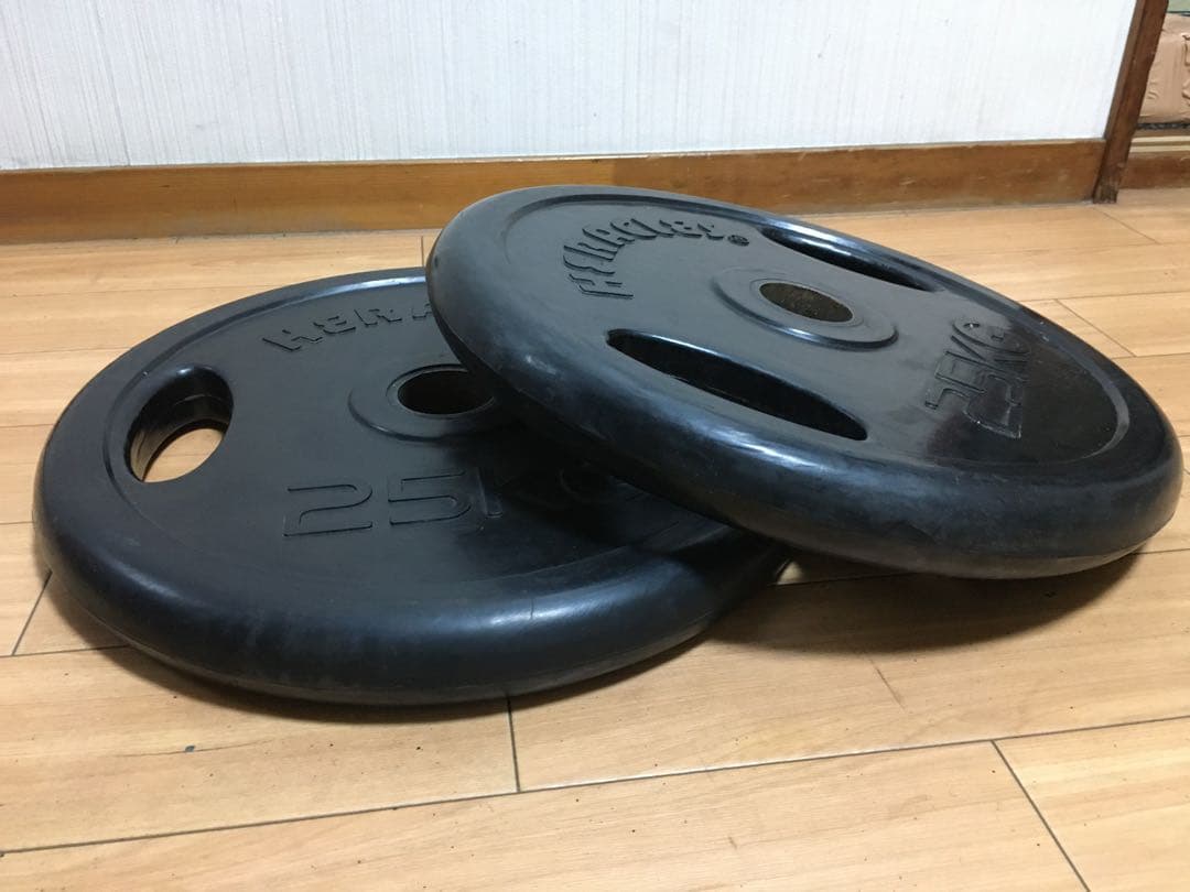 ①HERACLES バーベルプレート 25kg x 1枚穴径50mm(同時購入)