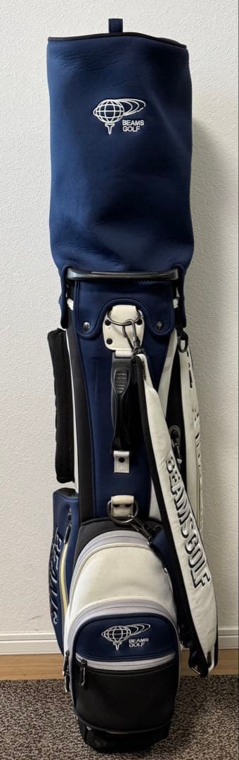 BEAMS GOLF スタンドキャディバッグ ネイビー/ホワイト 中古品