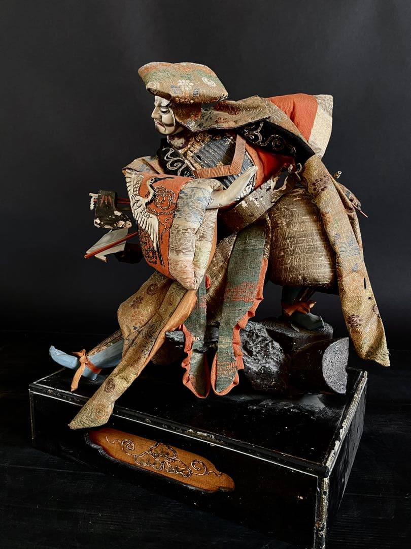 「母」 江戸期 特大 竹田人形 時代人形 武者人形 衣装人形 木製箱 （柱）