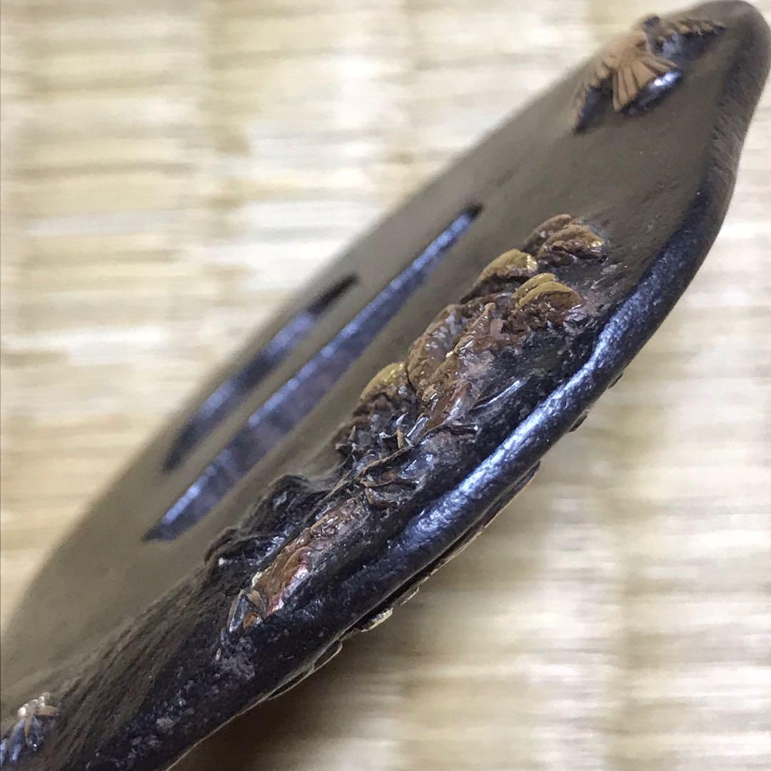 ★時代 /武具！鉄地 鍔 松 鳥 川図案/鐔『菊川南甫 花押(菊川久英)』★