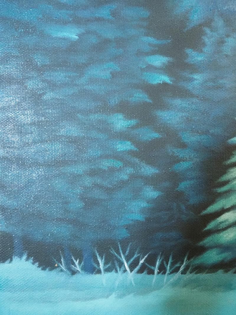 風景画　東山魁夷　聖夜　M10　額付き　手描き　肉筆