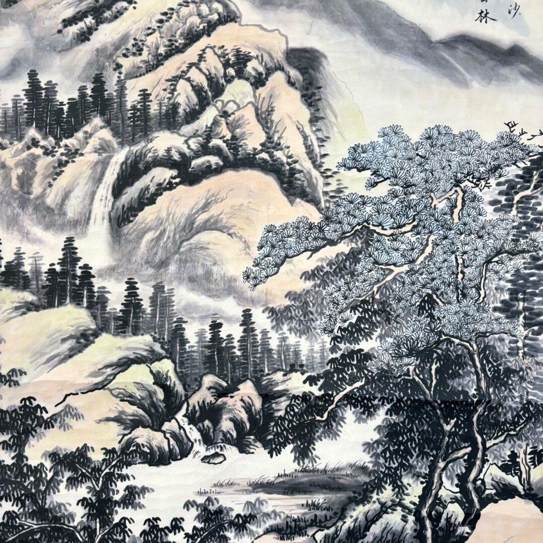 溥伒 山水画 掛け軸｜中国絵画 中堂｜表装済み
