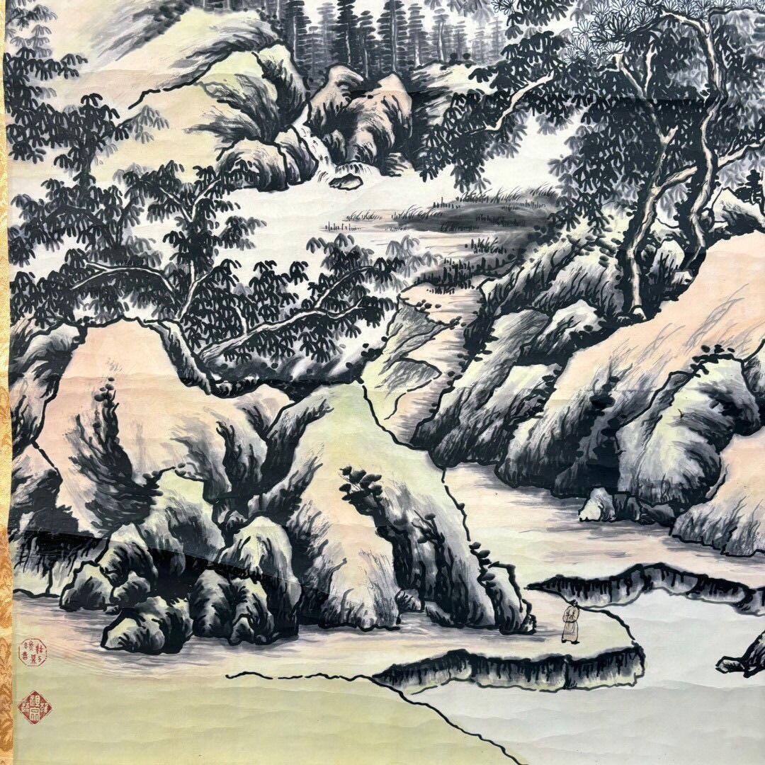 溥伒 山水画 掛け軸｜中国絵画 中堂｜表装済み