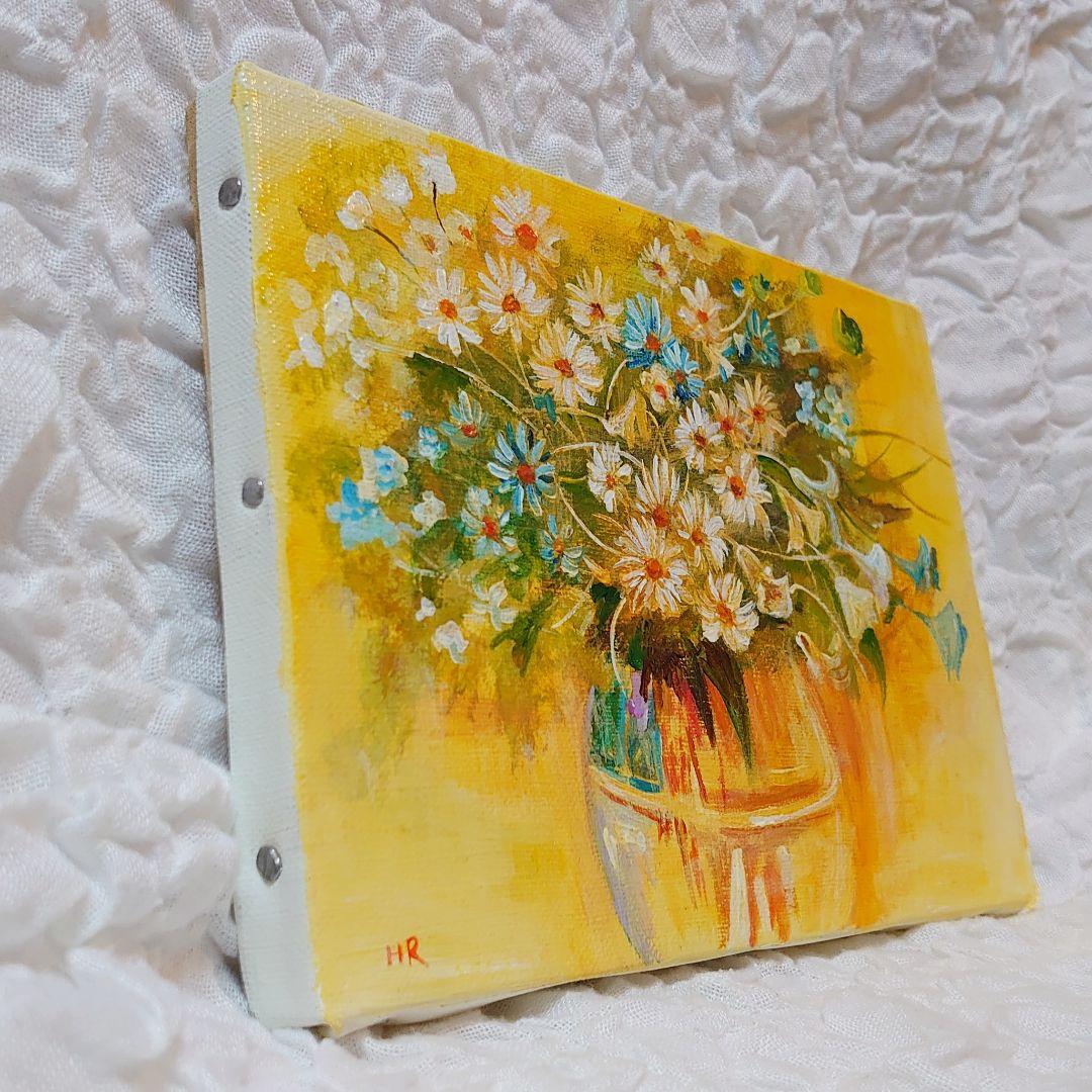 油絵 絵画 【白と青い花】