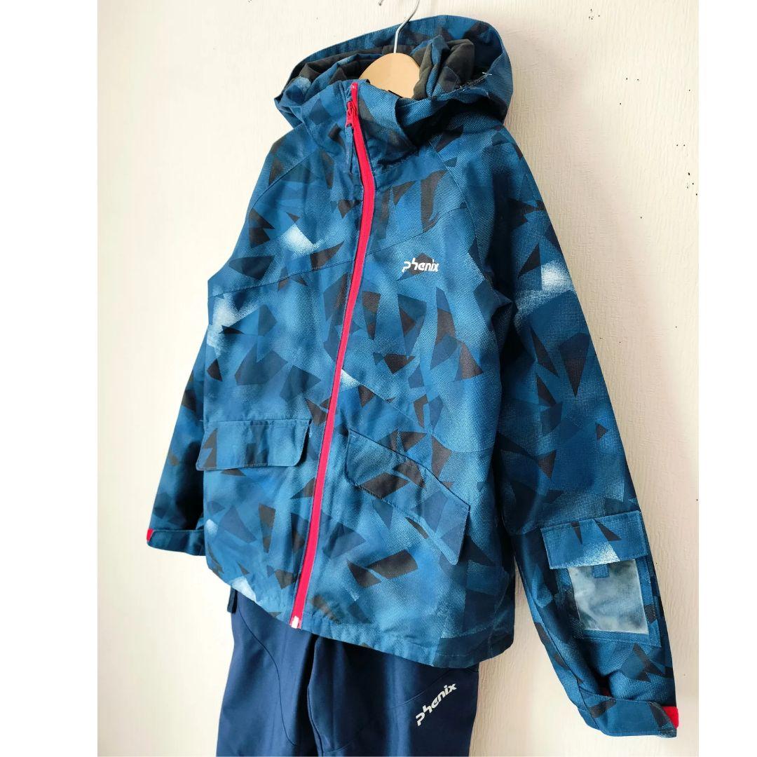 極美品 PHENIX フェニックス スキーウェア 上下150 幾何学 ネイビー