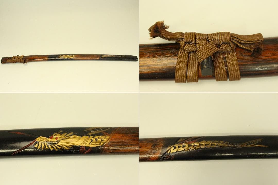 武具 模造刀 大刀 小刀 セット 鞘龍彫刻(メ1483)