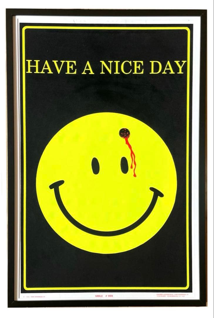 1995 ぶち抜きスマイル vintage ポスター フェルト 額装付き