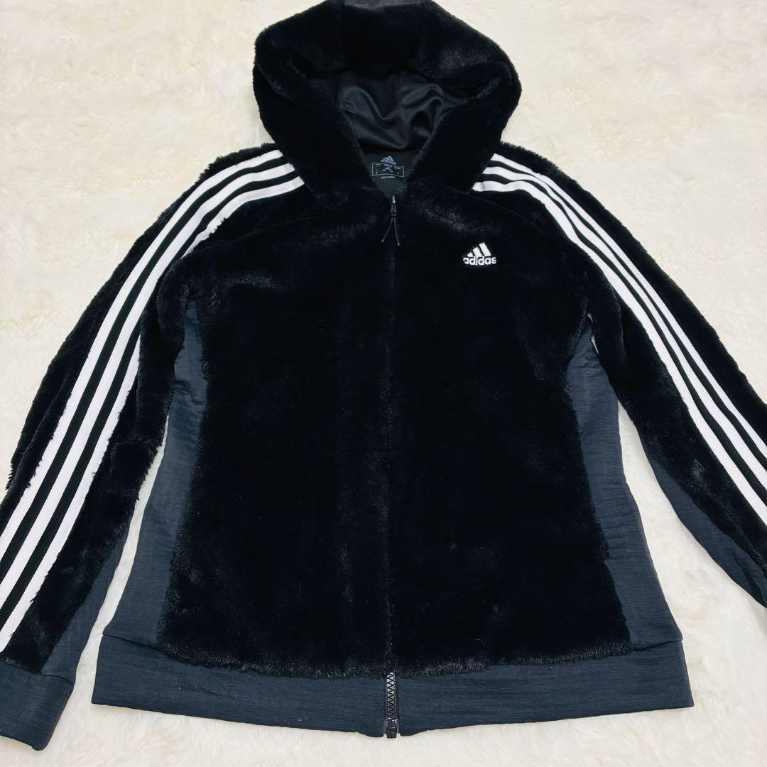 美品✨アディダス　ゴルフウェア　スリーストライプス　ボアフリース　セットアップ