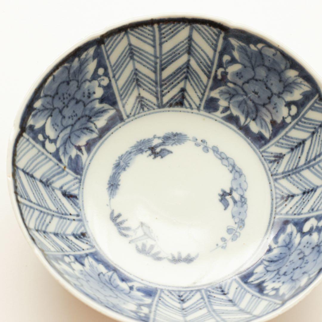 伊万里　古伊万里　江戸　中期　深皿　なます 皿　矢羽根　牡丹