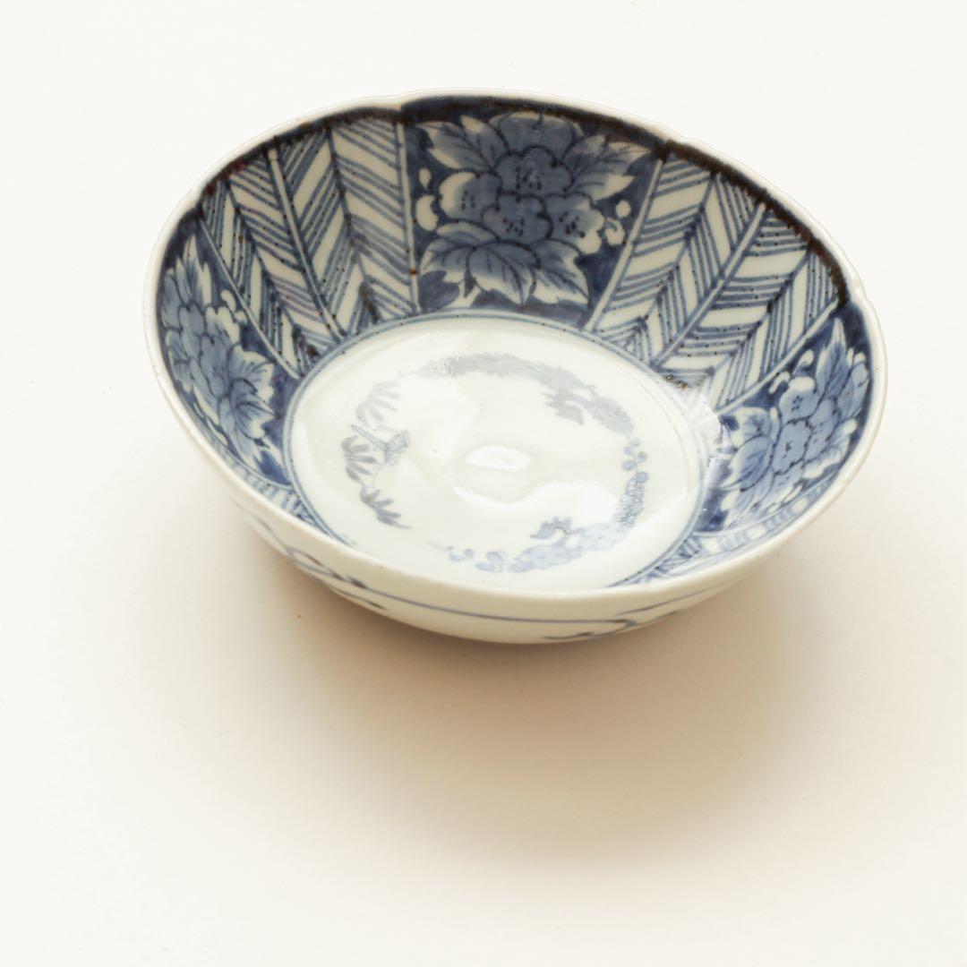 伊万里　古伊万里　江戸　中期　深皿　なます 皿　矢羽根　牡丹