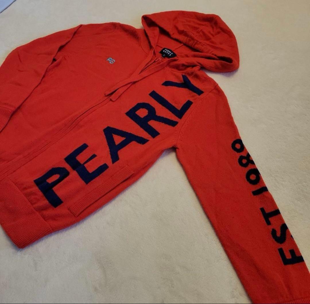 パーリーゲイツ　ビッグロゴカシミヤ100％柔らかあったかニットジップパーカー