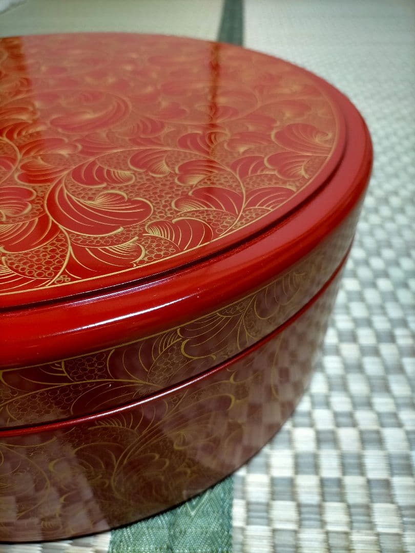 輪島塗　茶櫃　沈金　朱