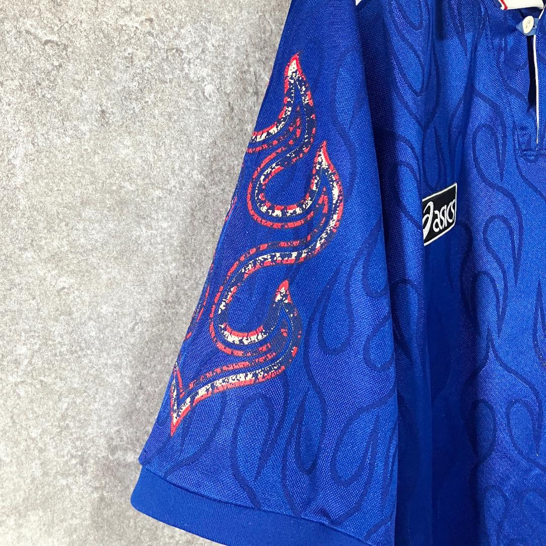 asics　1998 日本代表 ユニフォーム　フランスW杯 サッカー　炎 襟付き