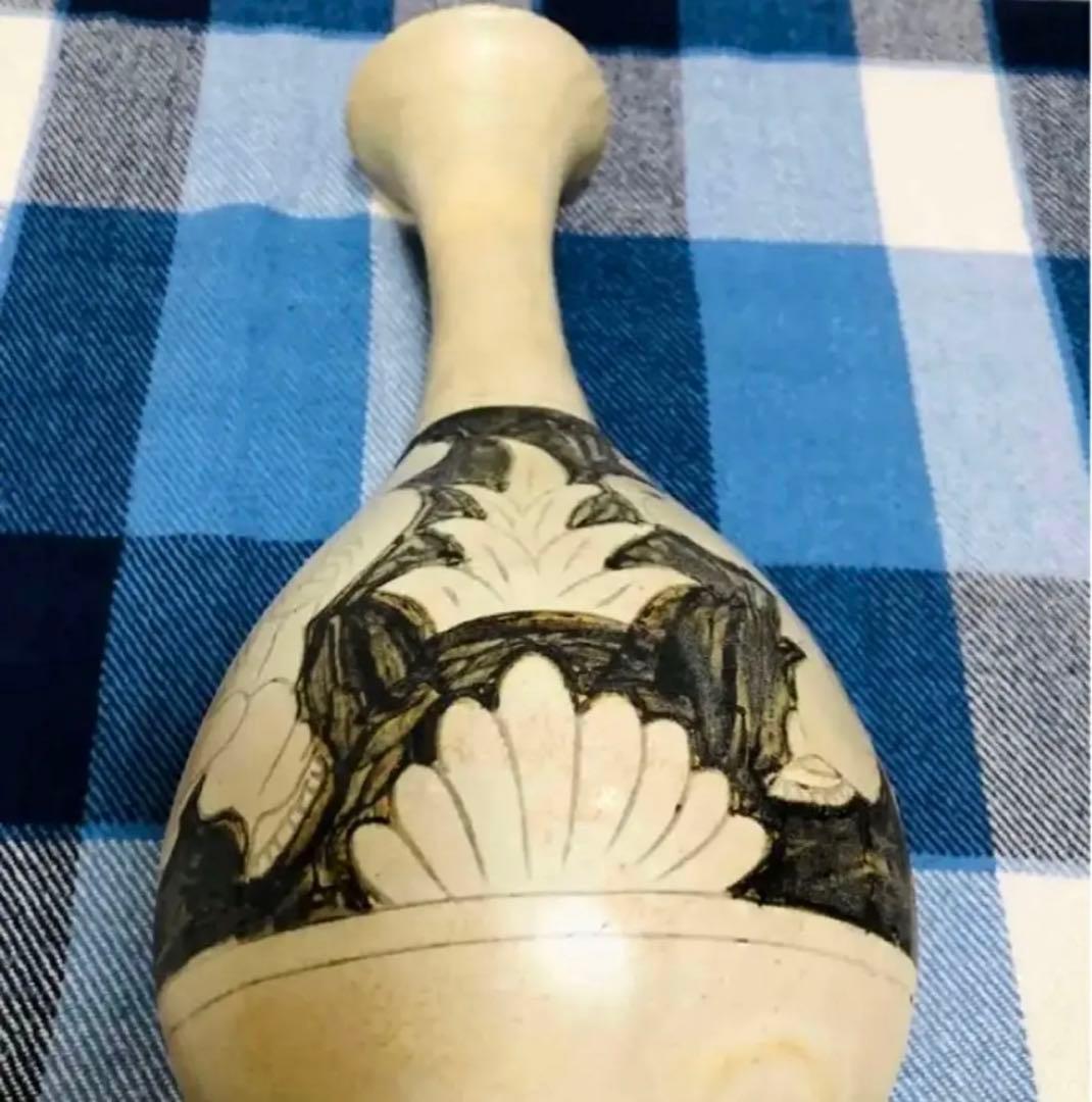 中国 骨董品 旧家蔵出し 磁州窯 鉄絵 刻划 唐童子文 瓶