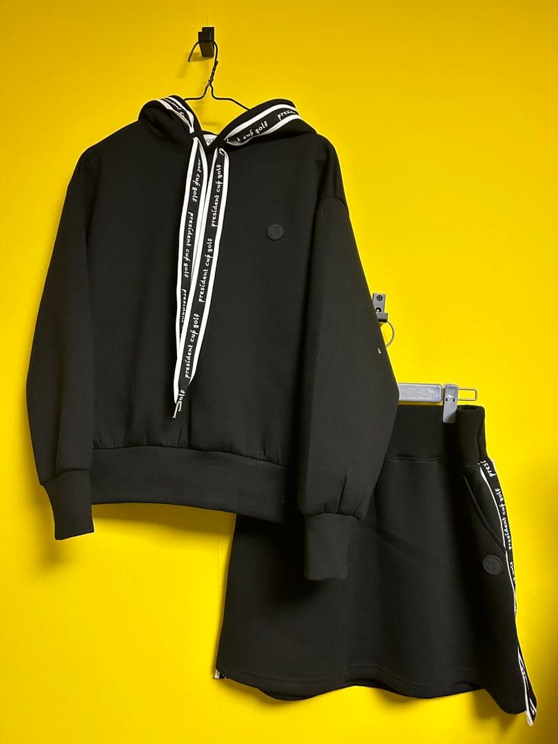 ブラック フード付き スウェット セットアップゴルフ用