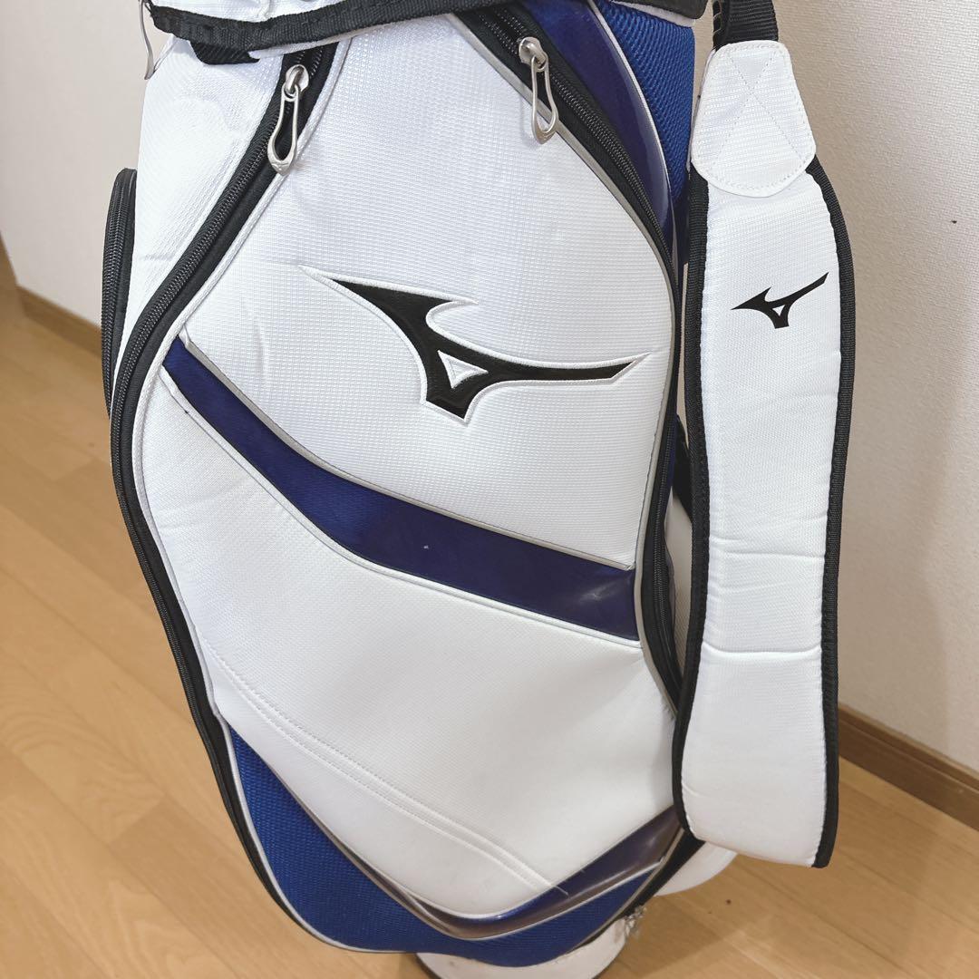 K432 MIZUNO キャディバッグ 白 青