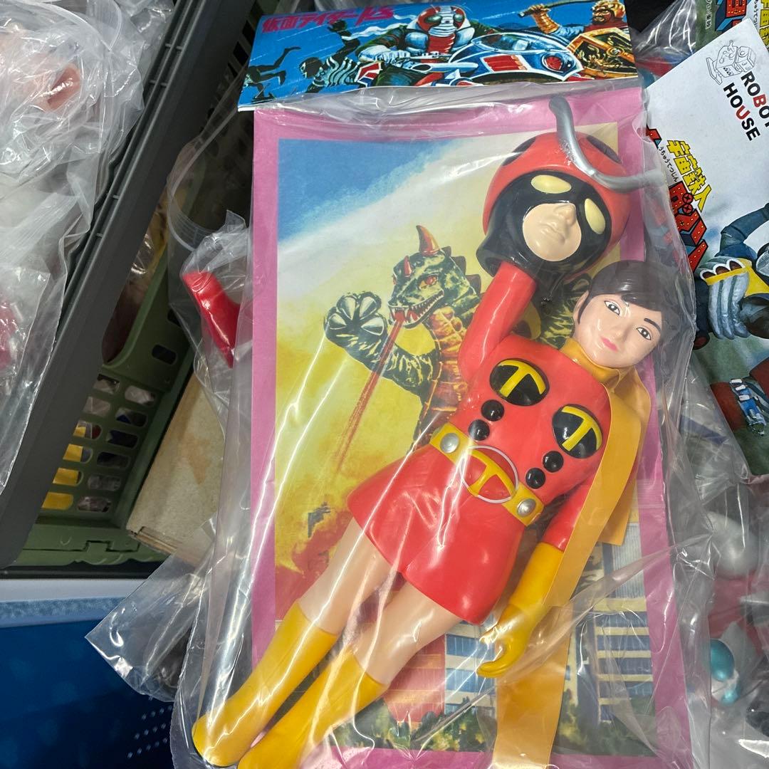 電波人間タックル　ソフビ人形 26cm 通常塗装版 昭和オレンジ色