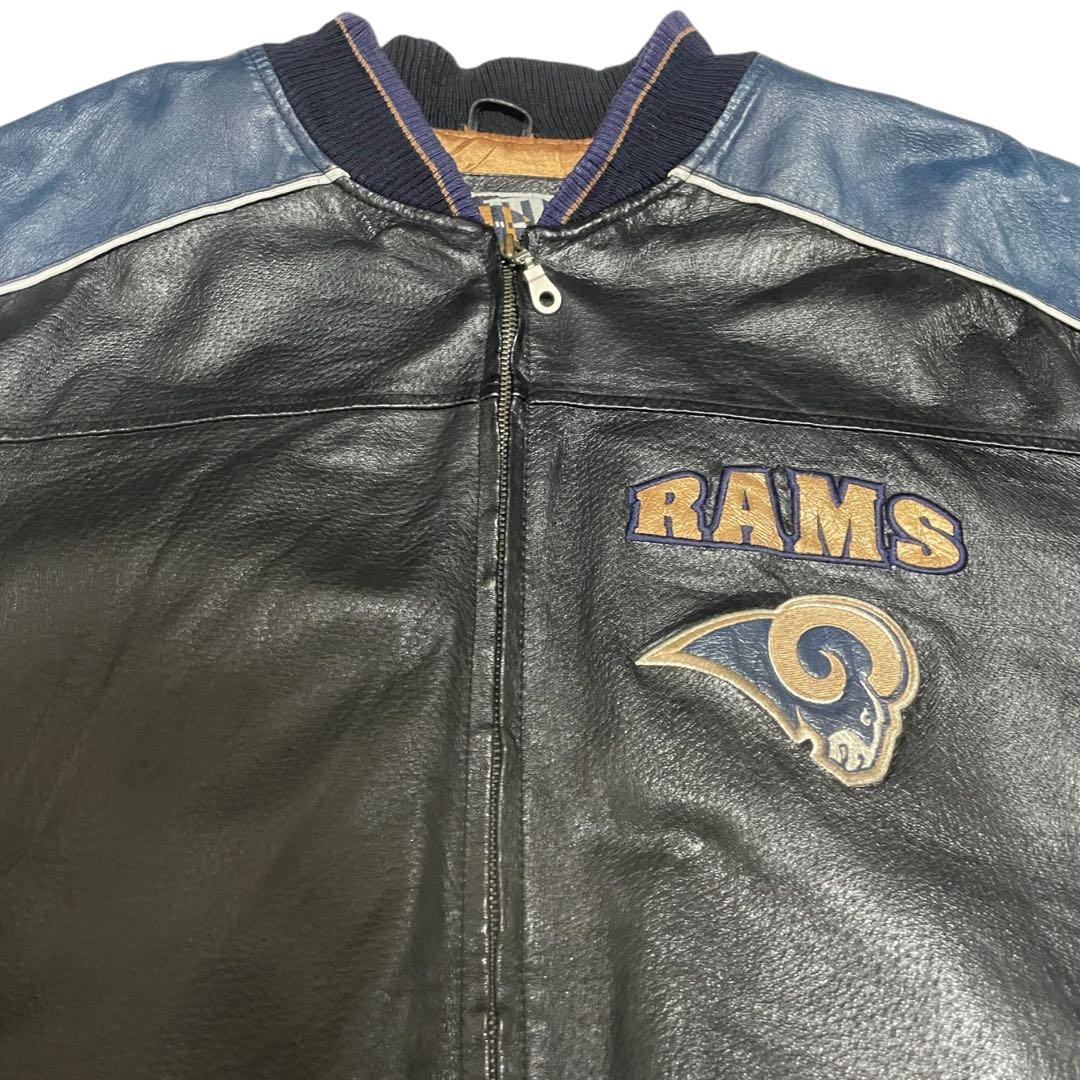 希少 90s NFL ラムズ ST.LOUIS RAMS レザースタジャン XL