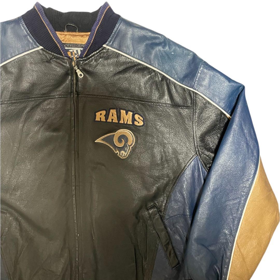 希少 90s NFL ラムズ ST.LOUIS RAMS レザースタジャン XL