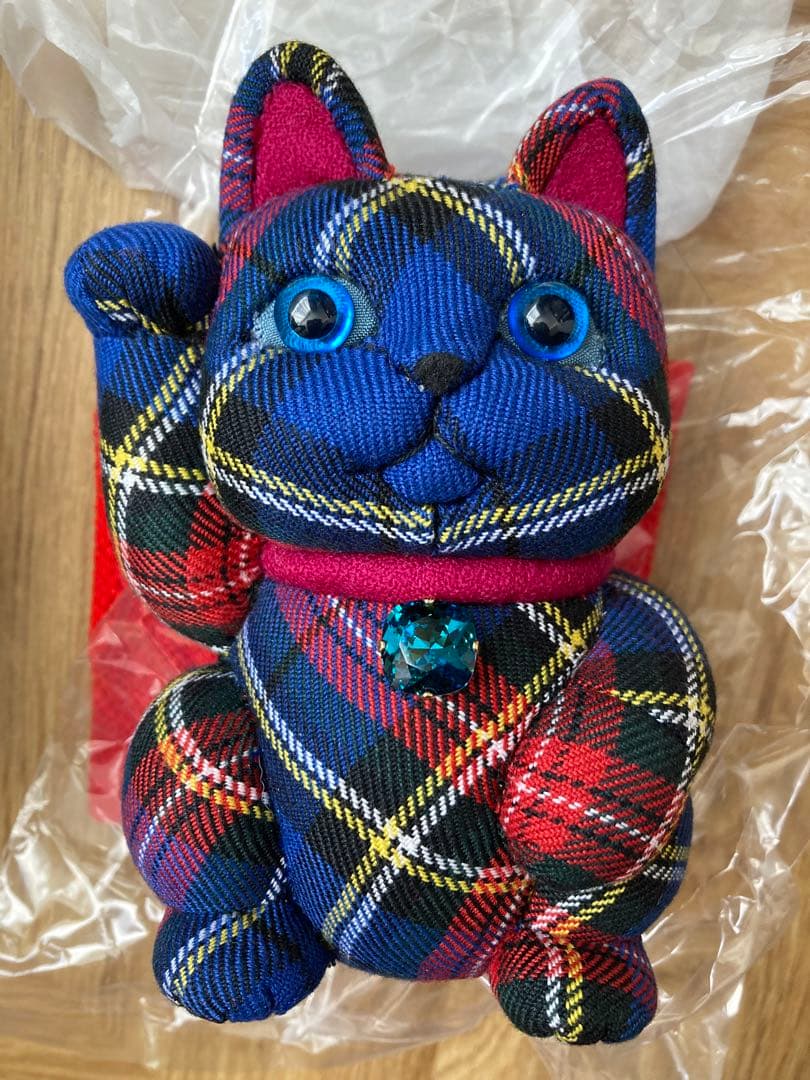 希少！特価！未使用送料込！柿沼東光 招き猫 チェク柄