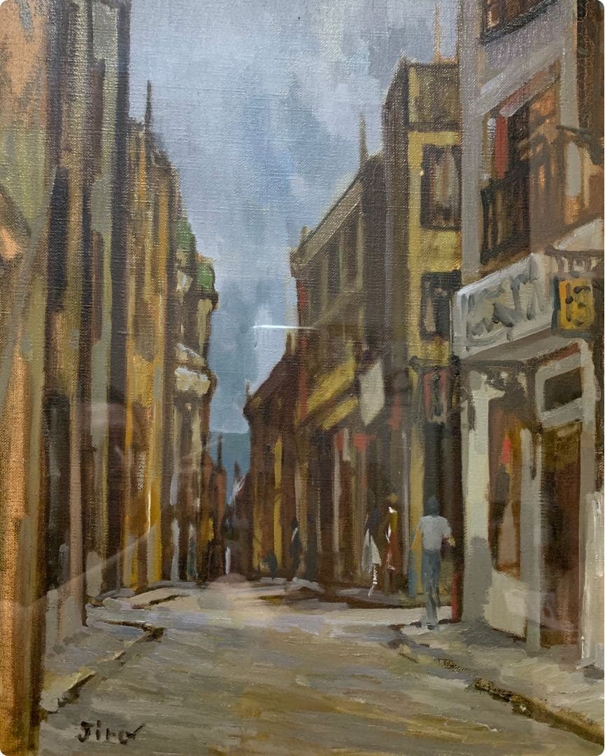 絵画　油彩肉筆画　真作　小林二郎『神戸の夏』F6 1962年作