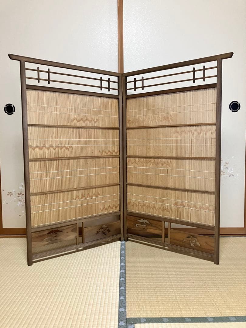 お値下げ　簾戸　衝立　漆塗り　ビンテージ　もう作れない　明治時代　建具