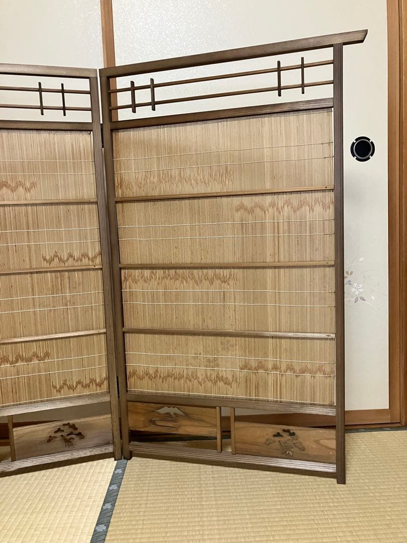 お値下げ　簾戸　衝立　漆塗り　ビンテージ　もう作れない　明治時代　建具
