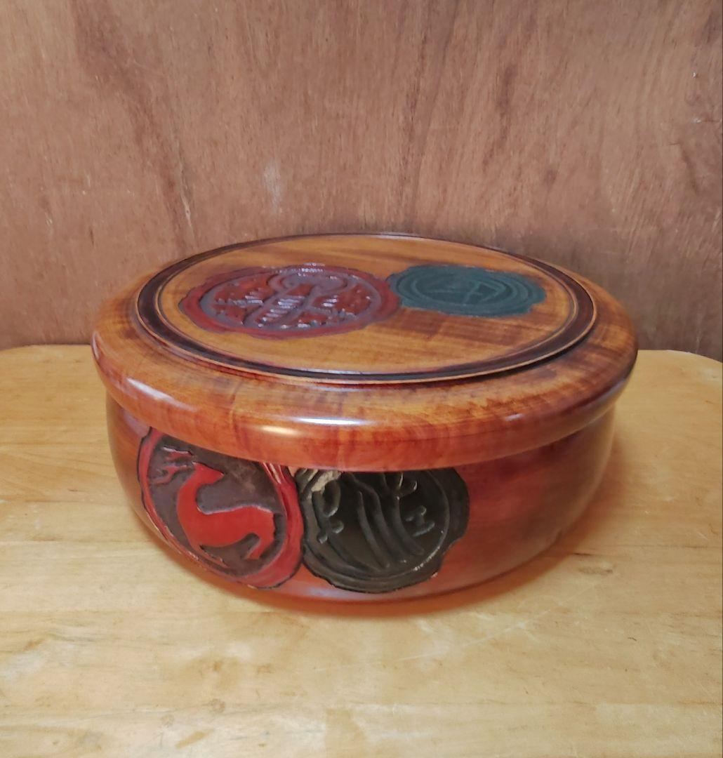 烏城彫 茶櫃（ちゃびつ）岡山県 伝統 漆芸品 使用品 中古