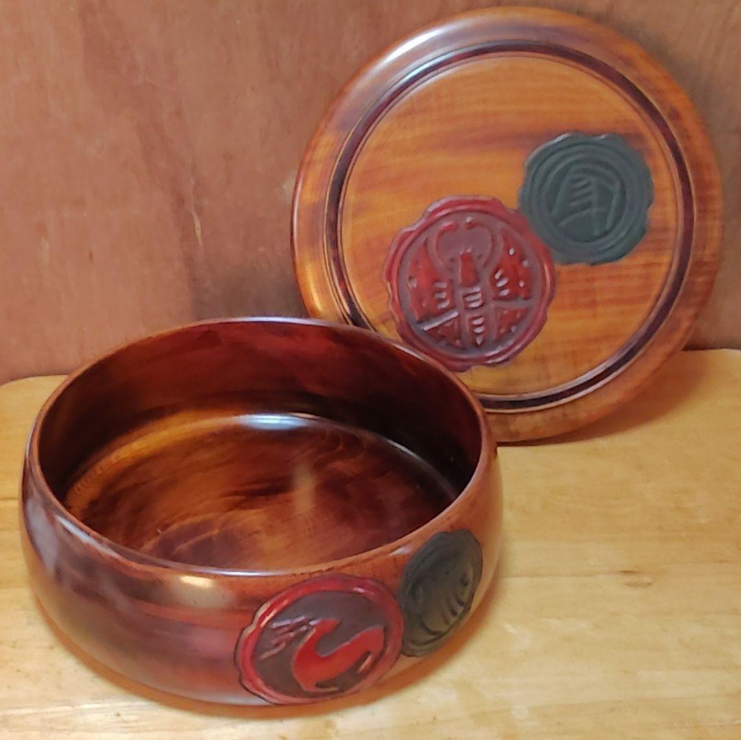 烏城彫 茶櫃（ちゃびつ）岡山県 伝統 漆芸品 使用品 中古