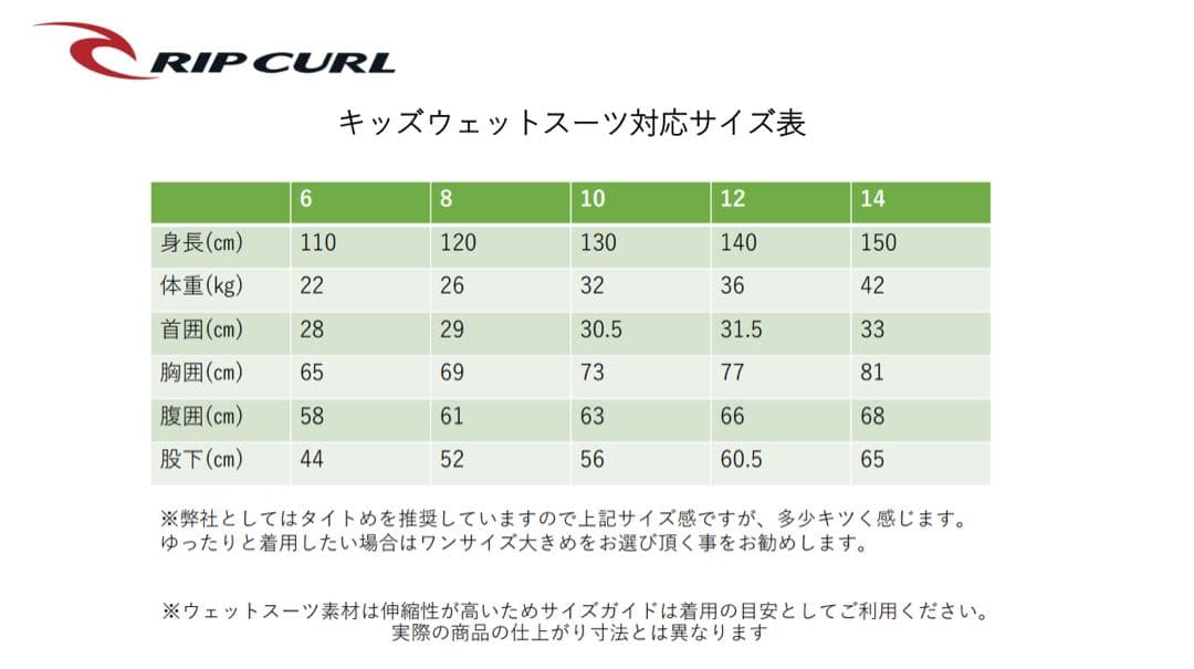 Rip Curl フルスーツ サイズ8