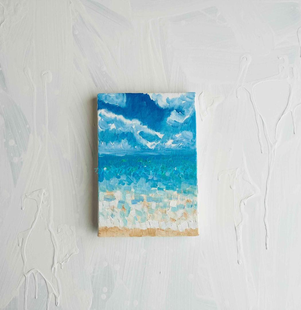 16×23㎝「晴れた日の海　6」油彩・原画・サムホール