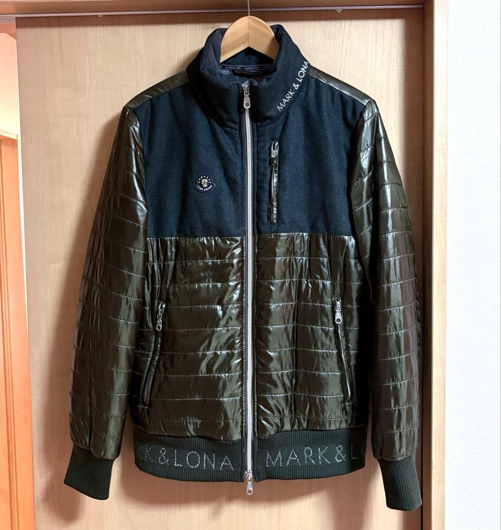 【美品】マーク&ロナ　中綿ダウンジャケット　カーキ×ダークグレー　M