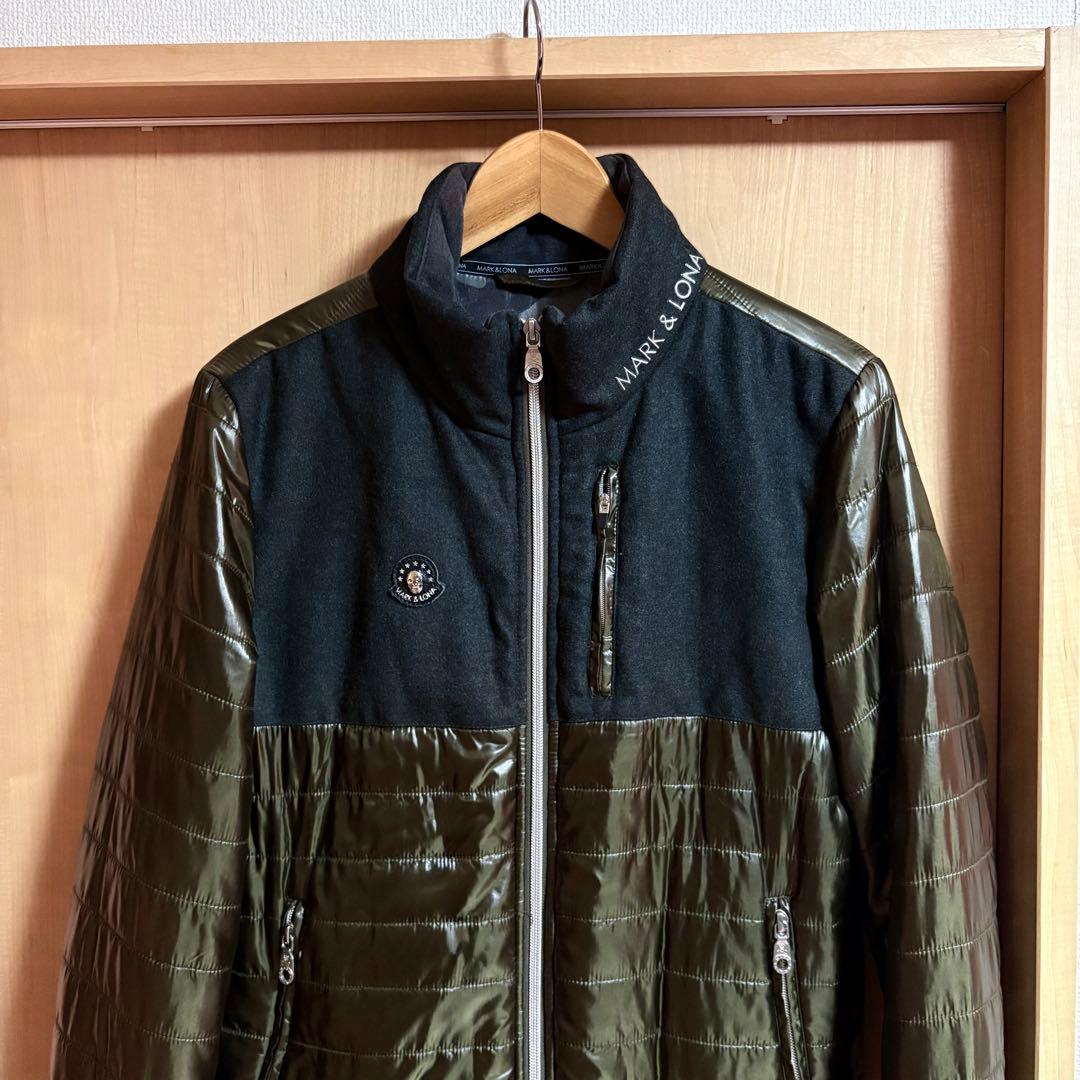 【美品】マーク&ロナ　中綿ダウンジャケット　カーキ×ダークグレー　M