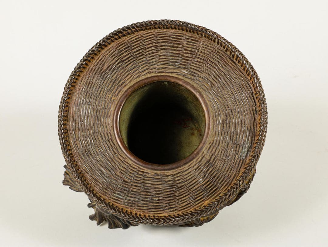 時代物 骨董品 古銅唐子花器 置物　在銘