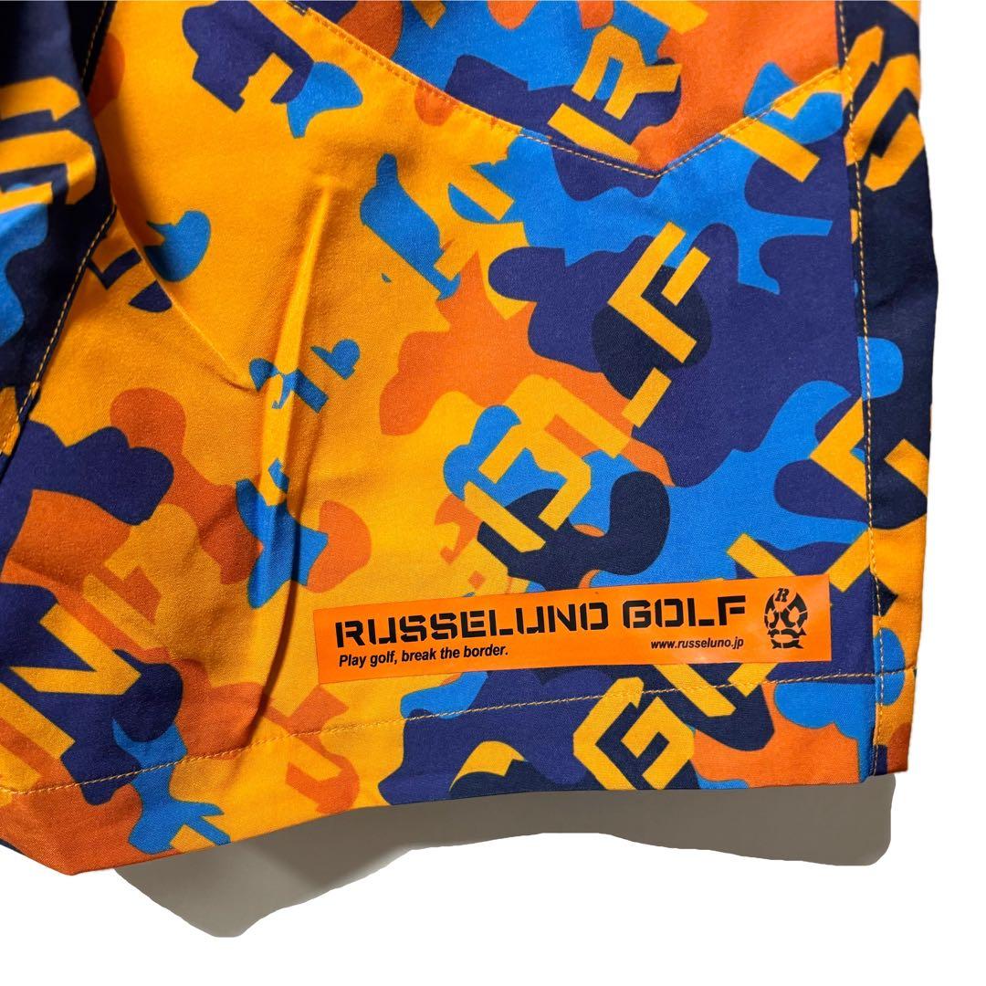 新品 ラッセルノ ゴルフ メッシュ ポケット ショーツ オレンジ カモ L 5