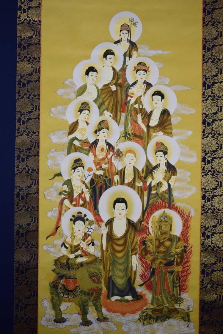 真作/寛斎/十三佛図/桐共箱付/布袋屋掛軸HF-491