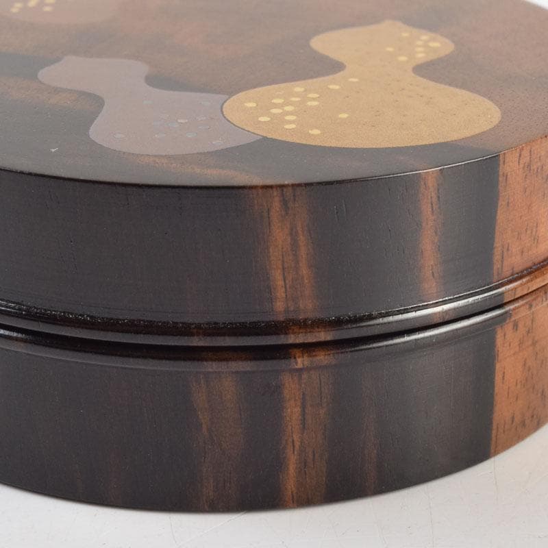 茶道具　正博作　黒柿製　六瓢蒔絵　香合　共布共箱　V　9034