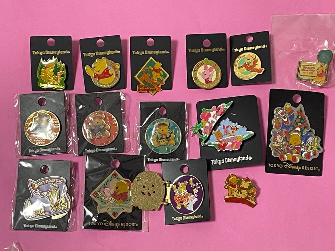 ●TDL ディズニーランド　プーさん　ピンバッジ　セット　レトロ