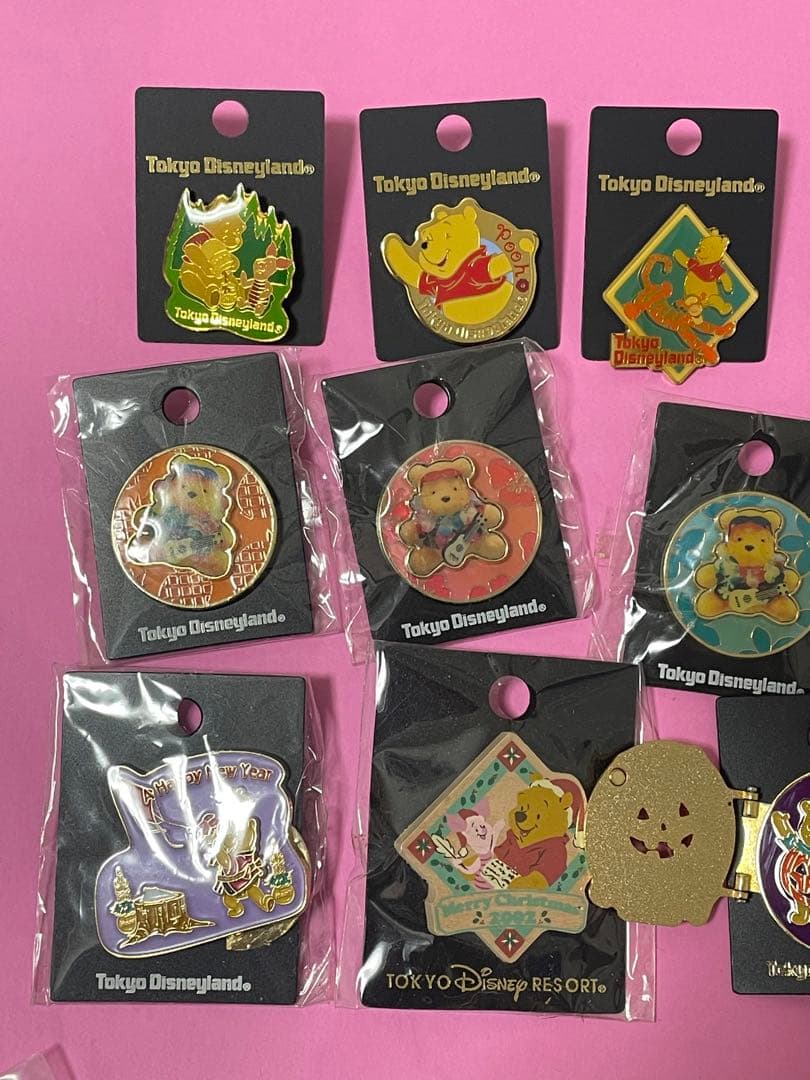 ●TDL ディズニーランド　プーさん　ピンバッジ　セット　レトロ