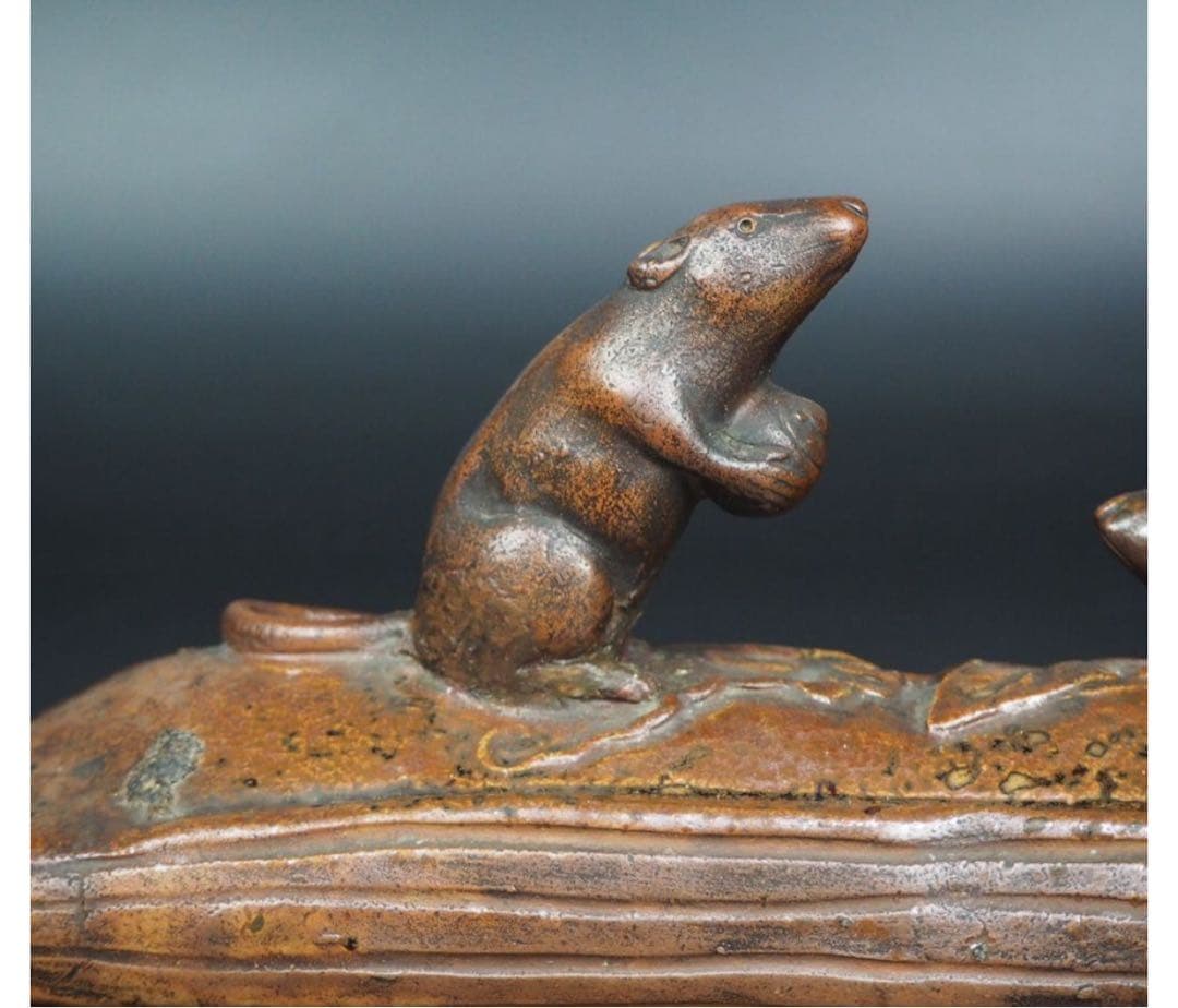 送料無料　江戸～明治　備前焼置物　陶印あり　秀逸作